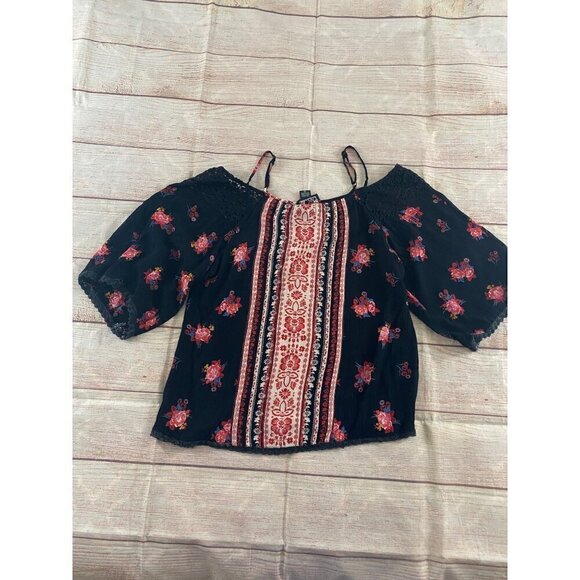 Angie Women's Bohemian Cold Shoulder Floral Blouse - Medium - Picture 10 of 10
